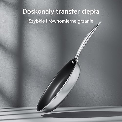 COOKNANO - Set de 3 Poêles Anti-Adhésives Multicouche 20, 24 et 28 cm - Revêtement en acier inoxydable 4 épaisseurs-poignée ergonomique - Convient à toutes les plaques de cuisson et à tous les fours - Nail Gallerys