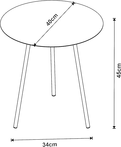 [en.casa] Table d'Appoint avec Plateau Rond et 3 Pieds Bout de Canapé Design Guéridon Table de Chevet Petite Table Basse pour Salon Chambre Bureau Métal 45 x 40 cm Noir - Nail Gallerys