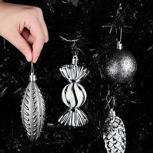 Prextex 24 Boules Noël Roses pour les Décorations de Noël - Boules de Noël Roses Incassables avec Fil de Suspension pour la Décoration des Fêtes - Boules de Noël (Combo de 8 Boules et Formes) - Nail Gallerys