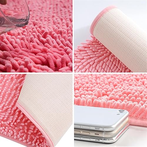 Reyox Tapis de Bain Microfibre de Chenille Absorbant, Tapis de Salle de Bain à Poils Longs Antidérapant Doux Pomme Verte 30 x 50 cm - Nail Gallerys