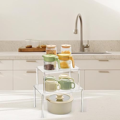 ZHUMCCY Lot de 2 étagères de cuisine empilables en acrylique, étagère de rangement pour garde-manger, cuisine - Nail Gallerys