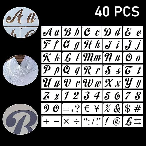 TOP-MAX Lot de 40 pochoirs réutilisables en forme de lettres de l'alphabet et de chiffres - Nail Gallerys
