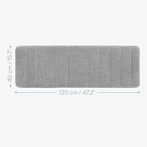Navaris Tapis de bain absorbant - Tapis en mousse à mémoire de forme 120 x 40 cm antiglissement séchage rapide pour sol salle de bain douche - Nail Gallerys
