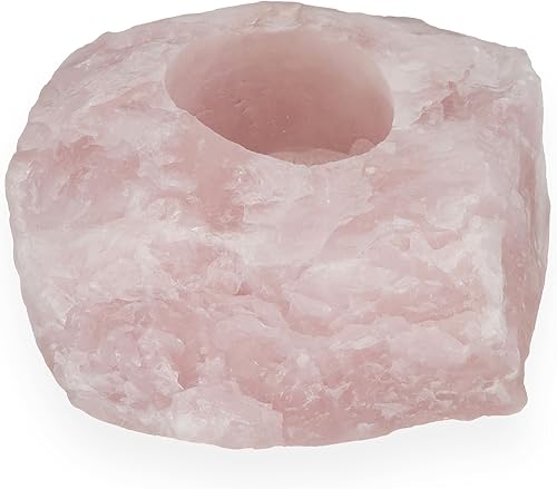 Lebensquelle Plus Photophore en quartz rose - Pierre précieuse naturelle - Bougie chauffe-plat en pierre précieuse - Nail Gallerys