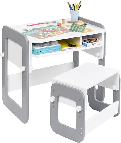 Oxybul | Bureau évolutif Blanc et Gris | 3 Ans - 8 Ans - Nail Gallerys