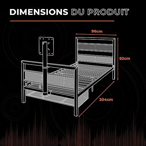 X-Rocker Basecamp Lit de Jeu TV avec Support Rotatif, Rangement et Gestion des câbles, lit Simple Twin de 0,9 m, Cadre en métal, idéal pour Chambre d'enfant, TV jusqu'à 40' - Noir - Nail Gallerys