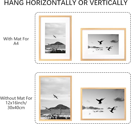 KAIWIN Lot de 3 cadres photo en chêne 30 x 40 cm (A4) avec passe-partout, cadre photo avec verre acrylique à suspendre, pour photos, affiches, puzzles, cadre pour affiche, poster - Nail Gallerys