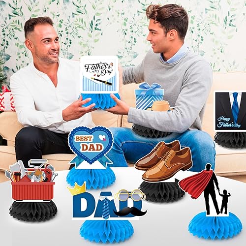 Kaxulvoblig 9pcs Décoration de Fête des Pères,Centres de Table en Nid d'abeille de Pères Centres de Table de Fête des Pères Décoration de Table des Pères pour Happy Father's Day Décorations - Nail Gallerys