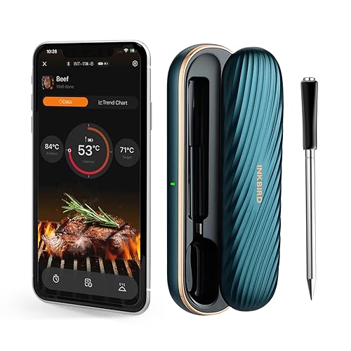 Inkbird INT-11X-B Thermomètre à viande sans fil Bluetooth 91 m Étanche IP67 Pour four, barbecue, fumoir, rôtisserie, four - Nail Gallerys