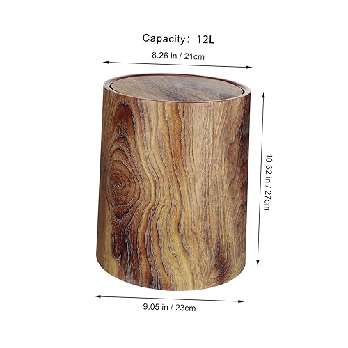 HOLIDYOYO Poubelle Rétro Bac De Recyclage Rustique Poubelle De Salle De Bain Poubelle Ronde Poubelle Avec Couvercle Basculant Poubelle Poubelle Seau à Déchets Alimentaires Light Brown Pp - Nail Gallerys