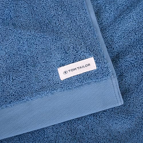 TOM TAILOR Serviette de Sauna, 80x200 cm, 100% coton/éponge, avec deux accroches et étiquette avec logo, COLOR BATH TOWEL Bleu (Cool Blue) - Nail Gallerys