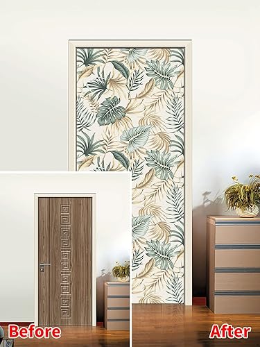 Stickers Porte 77X200Cm Feuilles De Palmier Autocollants De Décoration Pour Porte 2Pcs Chambre Sticker Porte,Porte Autocollant En Pvc Auto-Adhésifs,Décoration Murale, Polyvinyle - Nail Gallerys
