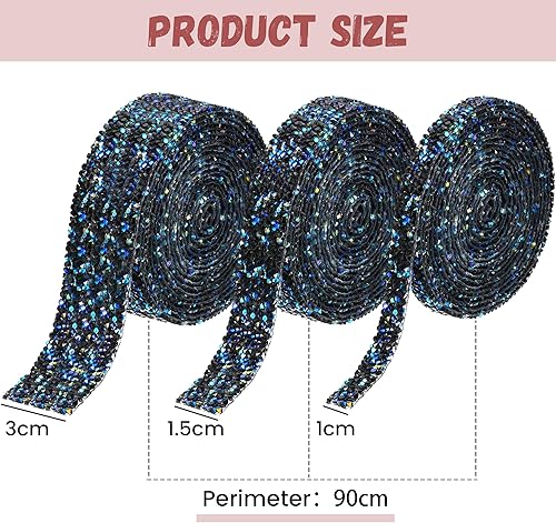 Shiawase 3 Rouleaux Strass Autocollant, Bande de Strass Autocollant 3 Largeurs, DIY Ruban de Strass en Cristal, Ruban Strass Cristal pour Loisirs Créatifs, Loisirs Créatifs, Chaussures, Vêtements - Nail Gallerys