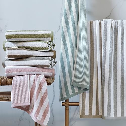 Linnea Drap de Bain 100x150 cm Coton Efficience Stripes Marron Roble - Nail Gallerys