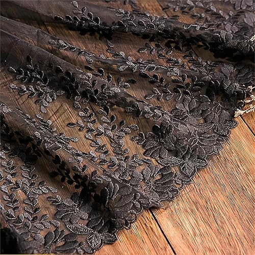 10 Yards 32 cm Tissu Brodé en Dentelle Ruban en Tulle Avec Bordure en Dentelle Rubans de Dentelle Rouleau de Dentelle Bordure Passementerie Dentelle Rubans Macramé Dentelle Plissetté,02-Noir-Soie Lait - Nail Gallerys