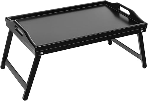 Schramm Rocco e.K. Plateau de Petit déjeuner Plateau en Bambou au Choix en 3 Couleurs différentes Plateau en Bambou Pliable Plateau de Service Petit déjeuner Plateau de lit, Couleur:Noir - Nail Gallerys