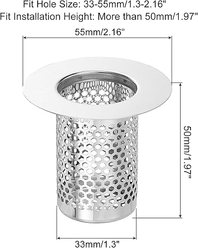 lomdung Filtre Lavabo en Acier Lnoxydable, Crépine de Vidange de Baignoire, Filtre Evier Multifonctionnel, Durable et Facile à Installer, Filtre Cheveux Douche pour Cuisine Salle de Bain et Balcon - Nail Gallerys