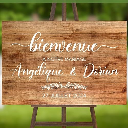 HERSTL Stickers Panneau Bienvenue Mariage Personnalisés, Décoration Mariage Champêtre Stickers Personnalisés, Bienvenue Au Mariage De, À Notre Mariage, Français Welcome Sign - Nail Gallerys