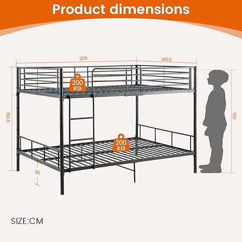 DORAFAIR Lit Superposé en Métal 140x200 pour Enfants avec Escalier et Espace de Rangement Noir - Nail Gallerys