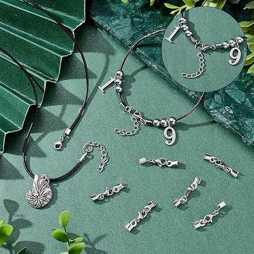 UNICRAFTALE 40 pièces 2 Couleurs Pince de Homard Fermoir Acier Inoxydable avec Extrémités de Cordon Fermoirs de Griffe avec Embout de Cordon Fermoir Attache pour Bracelet Collier Fabrication de Bijoux - Nail Gallerys