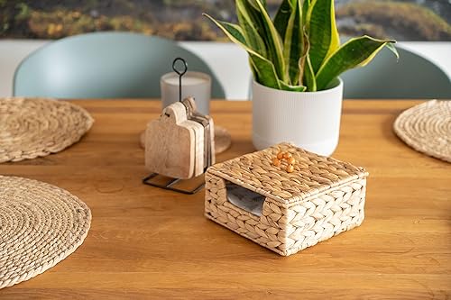 Decorasian Porte-Serviettes tressé en Jacinthe d'eau - Rangement pour Serviettes de Table avec Couvercle pour Toutes Les Serviettes en Papier habituelles - Porte-Serviettes Style Vintage Boho - Nail Gallerys