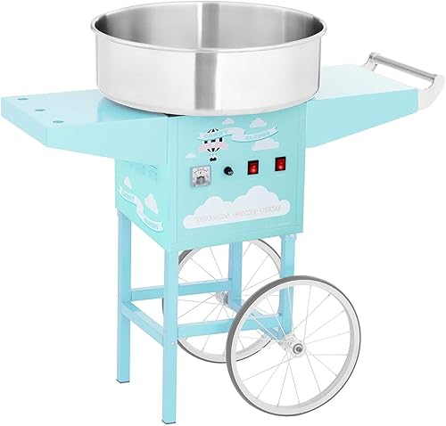 Royal Catering Machine À Barbe À Papa Set RCZK-1200-BG (1200 W, Cuve De 52 Cm, Sur Chariot, Protections Électriques, Acier Inoxydable/Alu, Bâti Turquoise) - Nail Gallerys