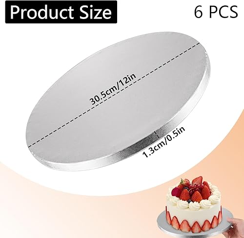 AKOLAFE Lo de 6 Support Gateau Rond 30 cm x 13mm Support Gateau Cake Board 12 x 0.5 inch Réutilisables Plateau Gâteau Carton Blanc Plateau à Gâteau Rond pour Le Transport de Gâteaux et Tartelettes - Nail Gallerys
