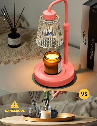 GODONLIF Lampe Chauffe-Bougie Abat-Jour en Verre Transparent, Cadeau pour Maman, Lampe De Fusion De Cire D'aromathérapie avec Fonctions de réglage de la luminosité et de minuterie. - Nail Gallerys