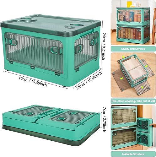 Creahaus Ensemble de 2 Boîtes de Rangement avec Couvercle, 28 Litres, Empilables avec Roues, Pliables 5 Portes, Organisateur de Jouets, Meuble de Rangement (Blanc) - Nail Gallerys