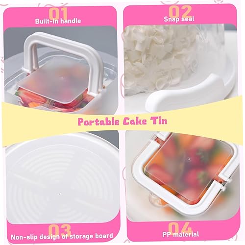 Porte-gâteau Contruneur à gâteau rond Porte-gâteau de gardien de gâteau frais avec poignée de couvercle jusqu'à 8 gâteaux portable Plateau de rangement de gâteaux de transport - Nail Gallerys