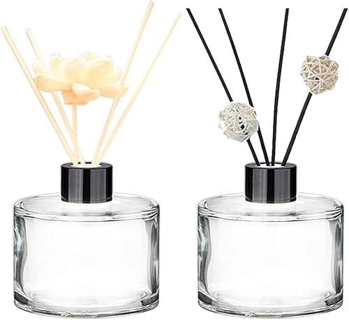 VASANA Lot de 2 flacons diffuseurs vides rechargeables en verre transparent de 50 ml pour aromathérapie, huiles essentielles, parfum, accessoires pour diffuseur d'huiles essentielles, bâtons d'huiles - Nail Gallerys