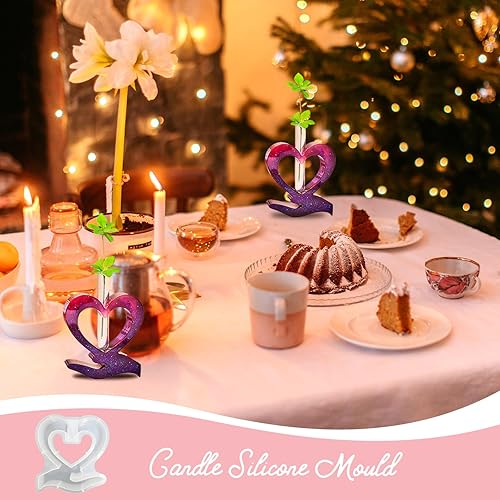 Moule en silicone en forme de cœur - Vase en résine époxy - Avec tube à essai - Vase en résine - Nail Gallerys