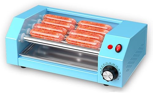 WBYDYS Machine de Cuisson de Gril à Rouleaux de Hot-Dog, cuiseur de Gril à saucisses, Machine de Petit-déjeuner Multifonction 300 W Machine à saucisses à Jambon électrique à 5 Rouleaux Blue - Nail Gallerys