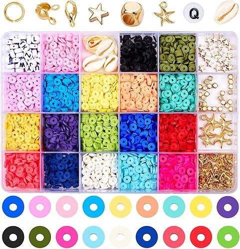 Tacobear Bricolage Perles pour Bijoux Fabrication de Bracelet Loisirs Créatif Kit de Fabrication Bijoux Perles en Argile pour DIY Bracelet Coloré, Collier Activités Manuelles Adultes Enfants - Nail Gallerys