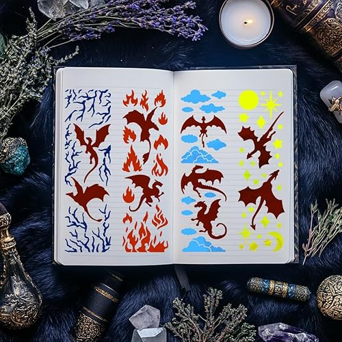 UNICRAFTALE 4 pochoir Métal Dragon Magique Pochoir Acier Inoxydable pour Journalisation Peinture au Bois Modèle Réutilisable pour Marque Page Dessin Scrapbooking Sur Bois Papier Tissu - Nail Gallerys