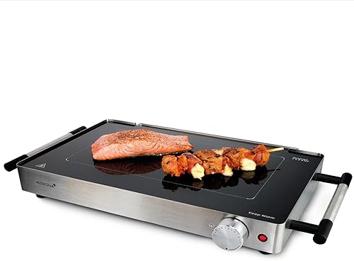 Korona 46100 Barbecue électrique de table | Surface de cuisson en vitrocéramique SCHOTT allemande | 2 en 1 et plaque chauffante | Boîtier en acier inoxydable | 50-240 °C réglable | 800 W - Nail Gallerys