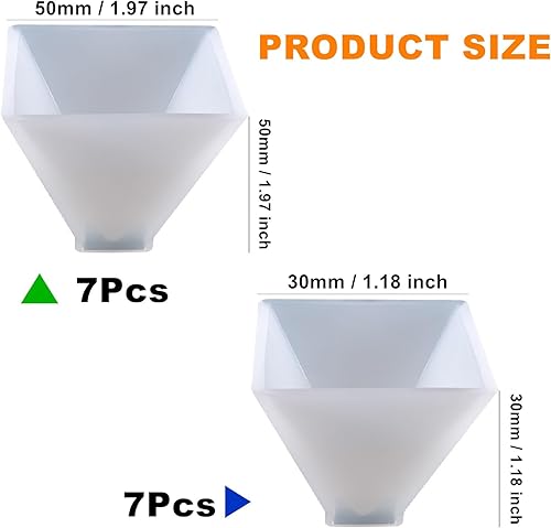 LIFEDYLUK Lot de 14 moules en résine époxy pyramide, en silicone pyramide, résine époxy, moule pyramide, moule en silicone, moule en résine 3D, ornement pour bijoux artisanaux - Nail Gallerys