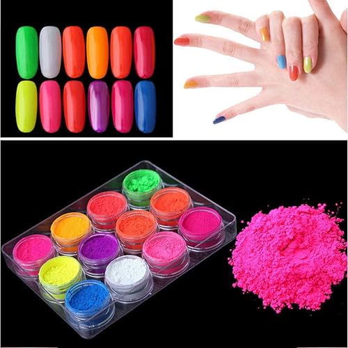 Lot de 12 colorants fluorescents en poudre de mica pour la fabrication de savon - Coloration naturelle pour la peinture, le nail art, la bombe de bain - Nail Gallerys