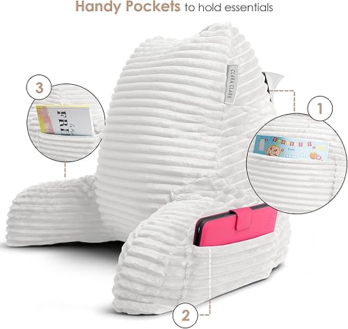 Clara Clark Oreiller de Lecture pour Enfants – Oreiller de Dossier pour s'asseoir dans Le lit, Oreiller de lit en Peluche pour s'asseoir dans Le lit, Coussin de Lecture pour Enfants, Oreiller de - Nail Gallerys