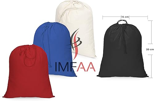 IMFAA Lot de 10 sacs de courses unis avec cordon de serrage, chaussettes, rangement, linge, mousseline 100 % coton, taille M (30 x 45 cm) - Nail Gallerys