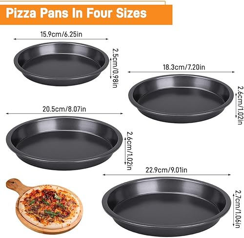 WakiHong Lot de 4 Set de Cuisson Pizza Moule Pizza Plaques à Pizza Plaque Pizza Plaque de Cuisson Pour Pizza Plat Pizza Four Diamètre 14,16.5,18.8,21 cm Acier au Carbone pour Pizza Plat à Tarte - Nail Gallerys