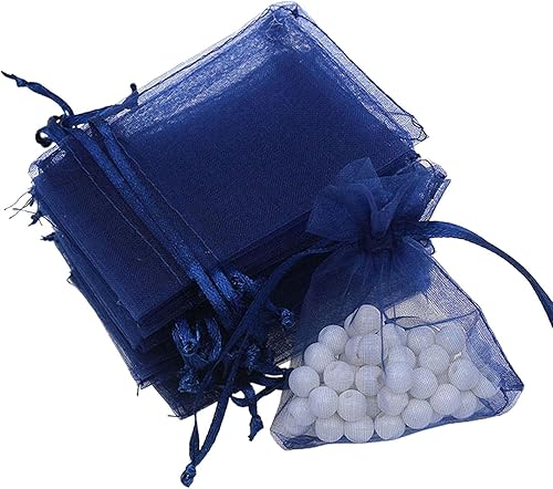 100pcs Pochettes de Cadeaux En Organza Sacs de Bijoux Pochettes Faveurs De Mariage Coloré - Bleu Marine, 135mm - Nail Gallerys