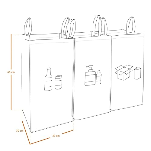 Linxor - Lot de 3 Sacs de Recyclage réutilisables pour tri sélectif - 160L - Nail Gallerys