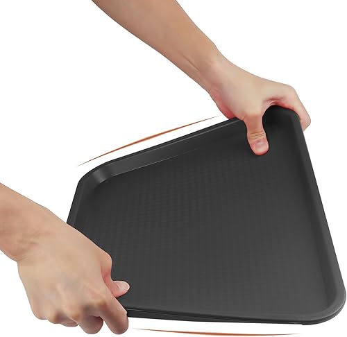 LEXININ Lot de 5 plateaux rectangulaires en plastique noir de 41 x 30 cm pour restauration rapide, pour boissons, aliments - Nail Gallerys