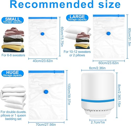Sac Rangement Sous Vide Aspirateur, Ensemble De 12 (4XL*100X80cm 4L*80x60cm 4M*60x40cm), Sac de Rangement Sous Vide Pour VêTements, Couettes, Voyages - Nail Gallerys