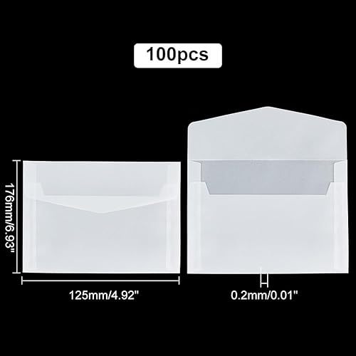 AHANDMAKER Lot de 100 vestes pliées en vélin translucide, enveloppes rectangulaires, fantômes, invitations de mariage, vestes pour invitations de fête - Nail Gallerys