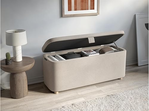 LOUNGITUDE Pistache - Bout de lit avec Rangement en Velours côtelé - Nail Gallerys