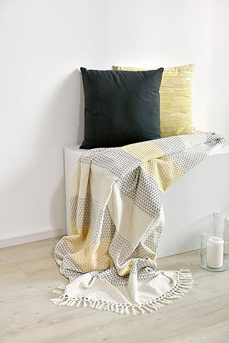 nielsen HOME Plaid Dana, 150x200 cm, Blanc Brun Jaune, Coton - Nail Gallerys