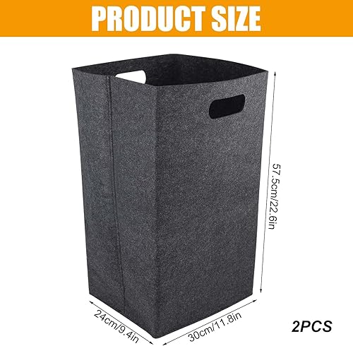 Lot de 2 paniers à linge en feutre - 60 l - Pliable - Grand panier à linge épais - Pour chambre à coucher, salle de bain - Gris foncé - Nail Gallerys