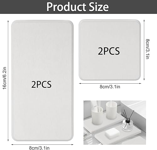 4 Pièces Plateau en Pierre Absorbant l'eau, Plateau en Terre de diatomée, Dessous de Verre en diatomite Absorbant l'eau, pour Cuisine Et Salle de Bain Plateau en Pierre Absorbant l'eau (White) - Nail Gallerys